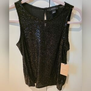 Black Sequin Sleeveless Top